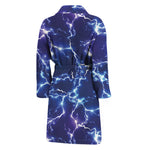 Blue And Purple Lightning Print Men's Bathrobe