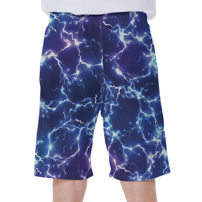 Blue And Purple Lightning Print Men's Beach Shorts