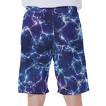 Blue And Purple Lightning Print Men's Beach Shorts
