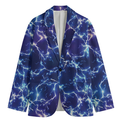 Blue And Purple Lightning Print Men's Blazer
