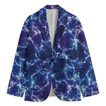 Blue And Purple Lightning Print Men's Blazer