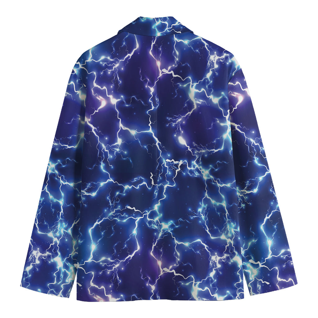 Blue And Purple Lightning Print Men's Blazer