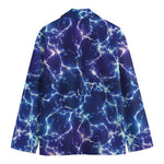 Blue And Purple Lightning Print Men's Blazer
