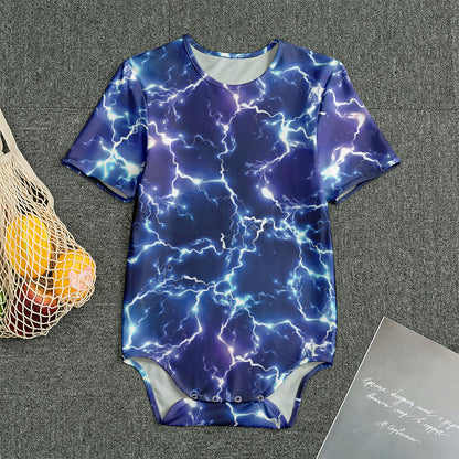 Blue And Purple Lightning Print Men's Bodysuit