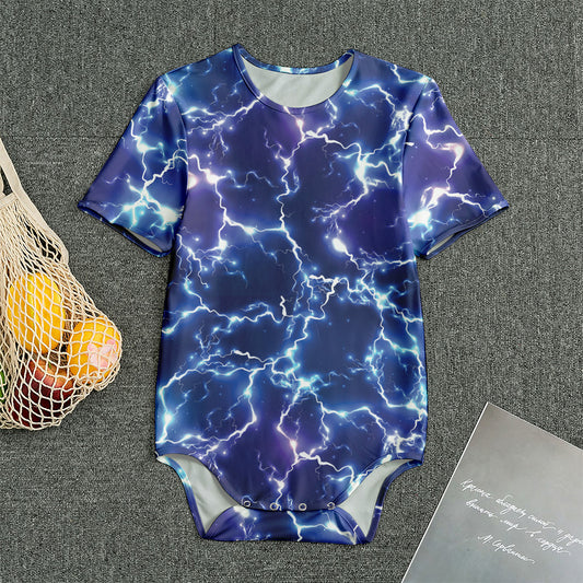Blue And Purple Lightning Print Men's Bodysuit
