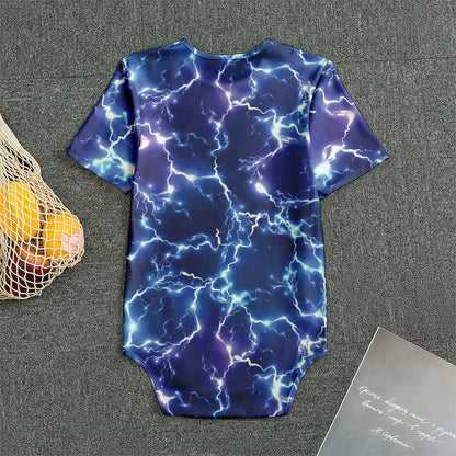 Blue And Purple Lightning Print Men's Bodysuit