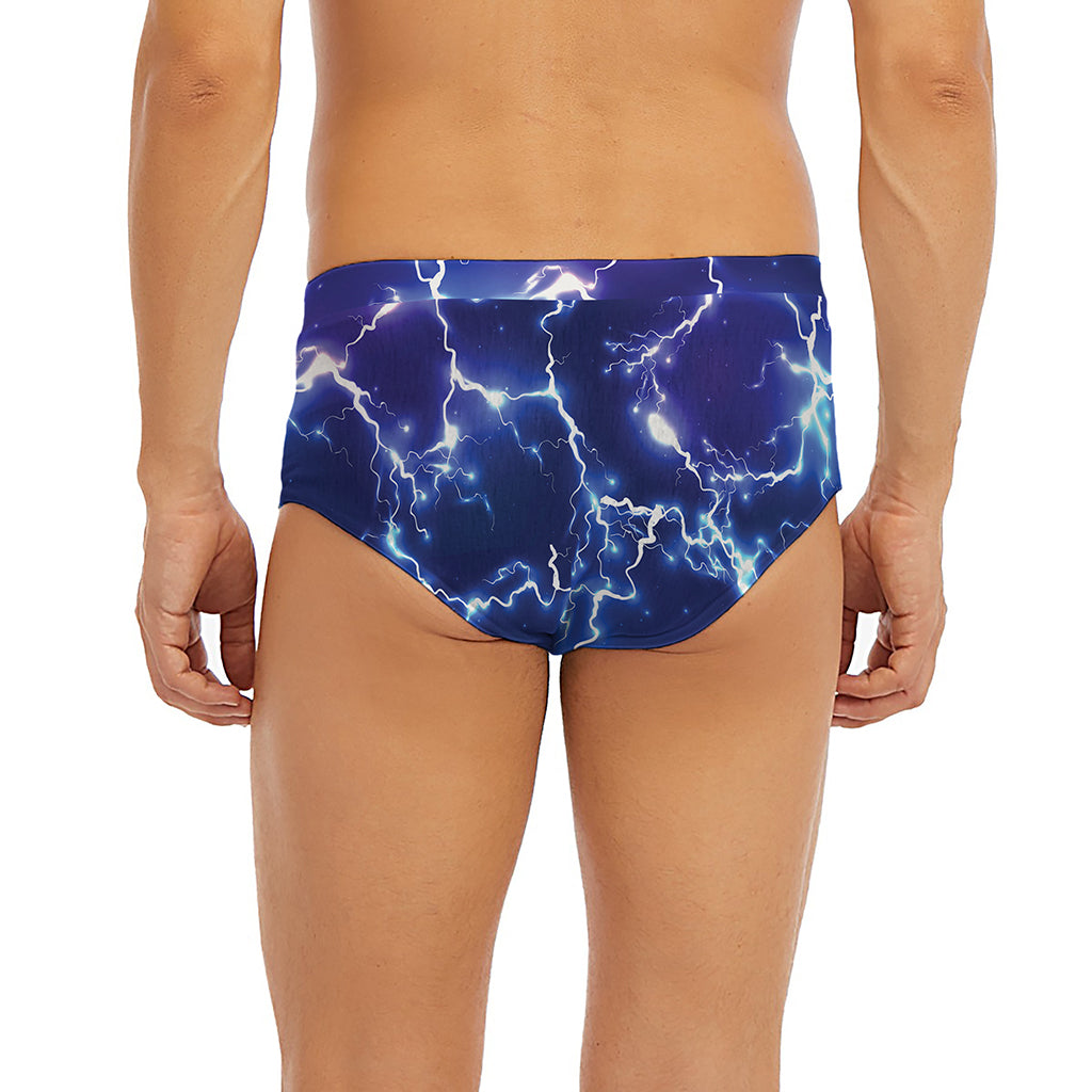Blue And Purple Lightning Print Men's Briefs