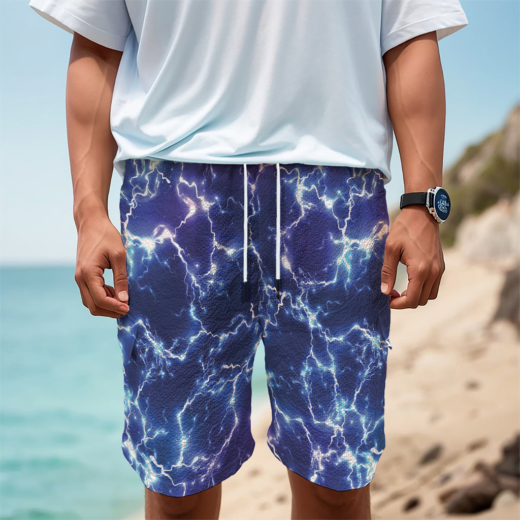 Blue And Purple Lightning Print Men's Cargo Shorts