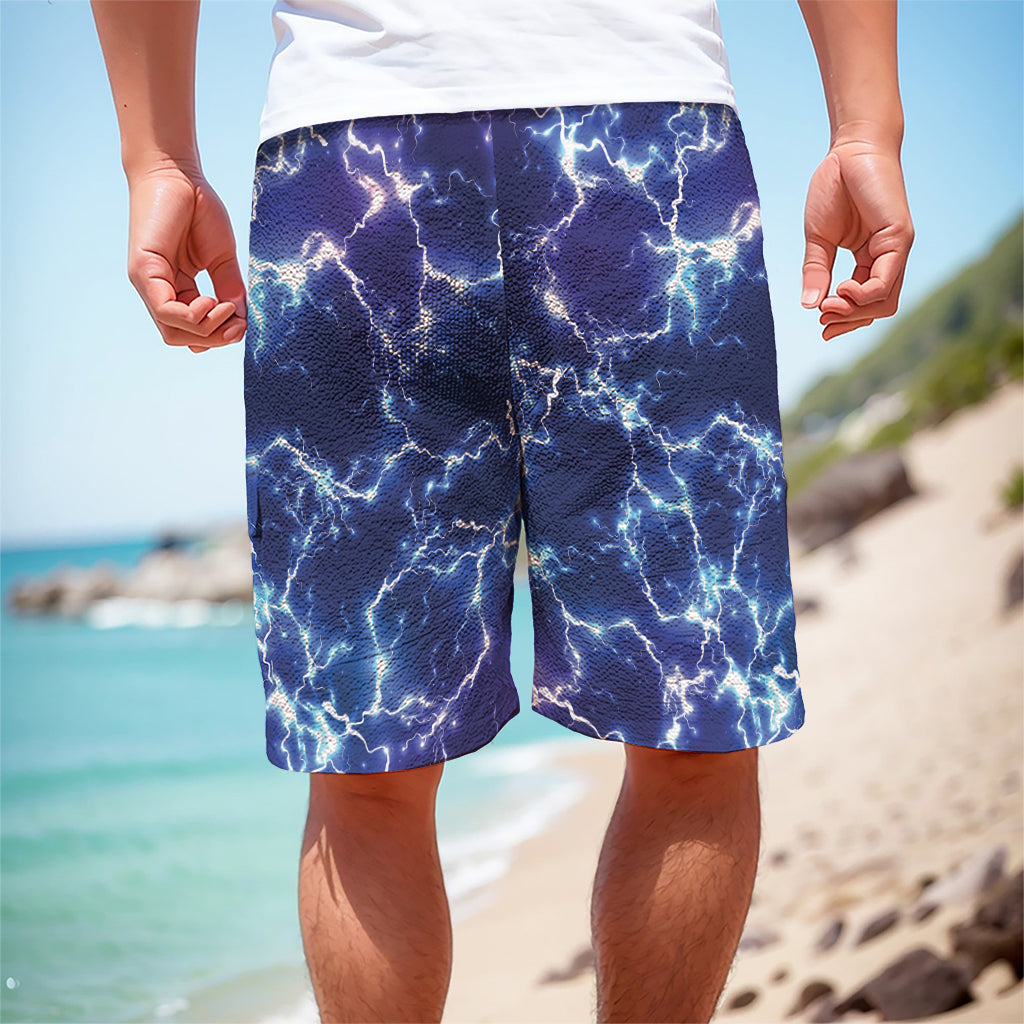 Blue And Purple Lightning Print Men's Cargo Shorts