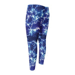 Blue And Purple Lightning Print Men's Compression Pants