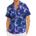 Blue And Purple Lightning Print Men's Deep V-Neck Shirt