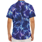Blue And Purple Lightning Print Men's Deep V-Neck Shirt