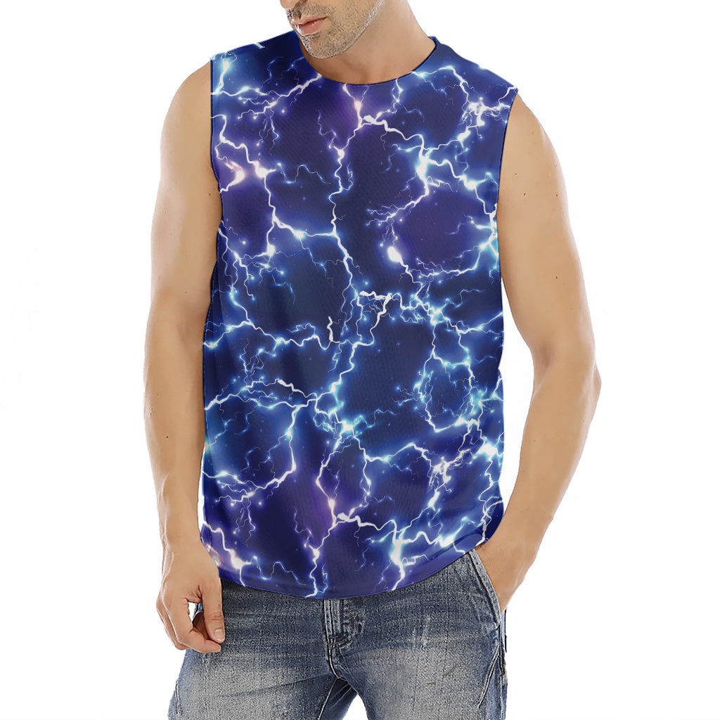 Blue And Purple Lightning Print Men's Fitness Tank Top