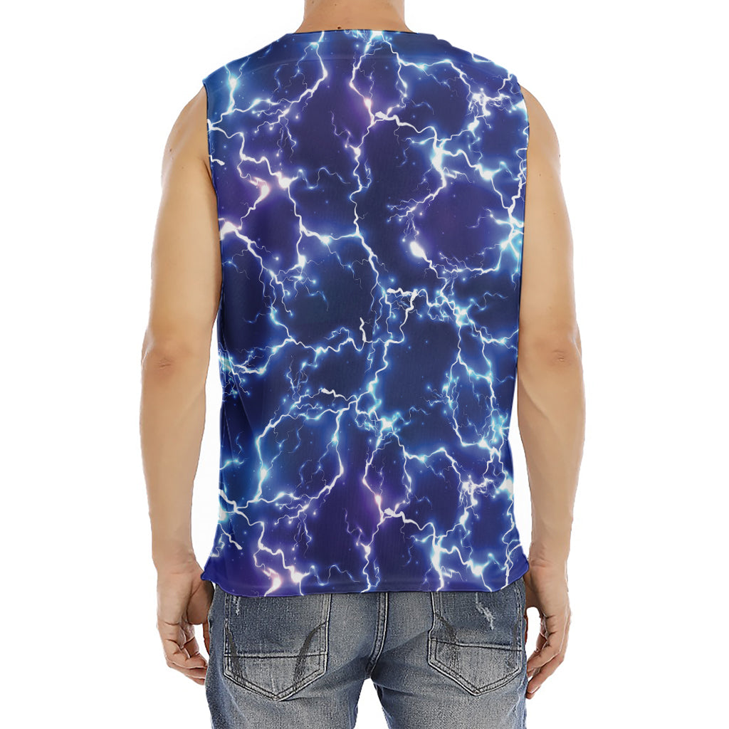 Blue And Purple Lightning Print Men's Fitness Tank Top