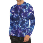 Blue And Purple Lightning Print Men's Long Sleeve Rash Guard