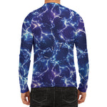Blue And Purple Lightning Print Men's Long Sleeve Rash Guard