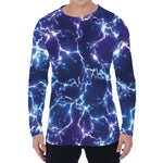 Blue And Purple Lightning Print Men's Long Sleeve T-Shirt