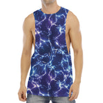 Blue And Purple Lightning Print Men's Muscle Tank Top