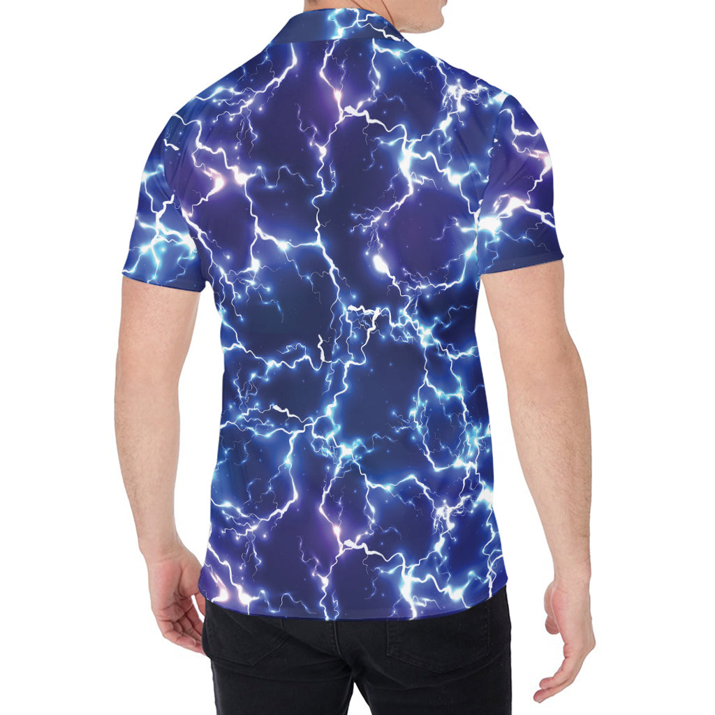 Blue And Purple Lightning Print Men's Shirt