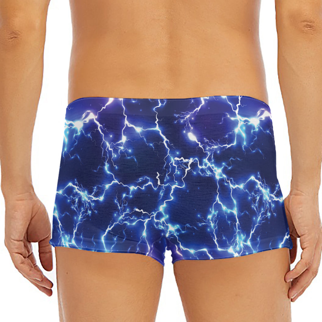 Blue And Purple Lightning Print Men's Short Boxer Briefs