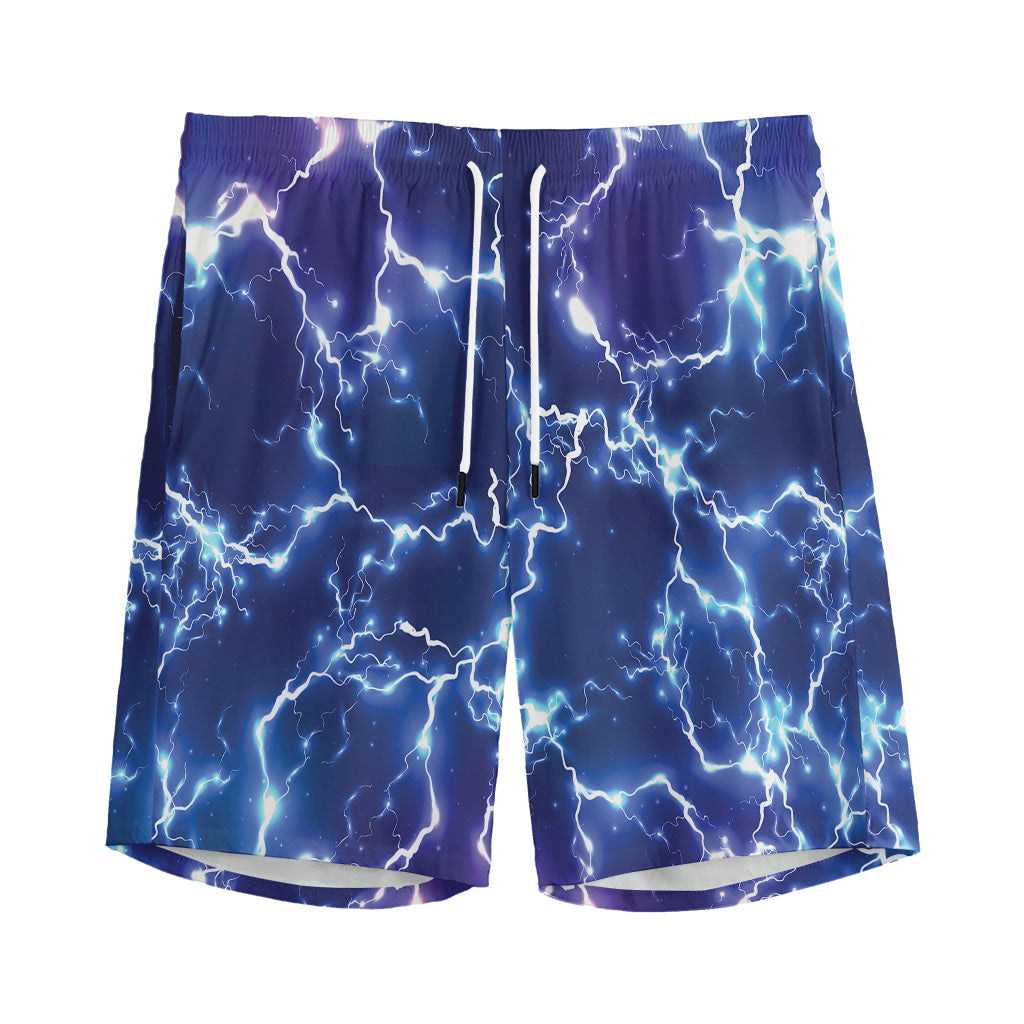 Blue And Purple Lightning Print Men's Sports Shorts