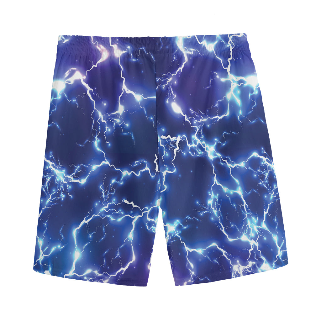 Blue And Purple Lightning Print Men's Sports Shorts