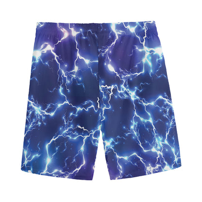 Blue And Purple Lightning Print Men's Sports Shorts