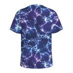 Blue And Purple Lightning Print Men's Sports T-Shirt