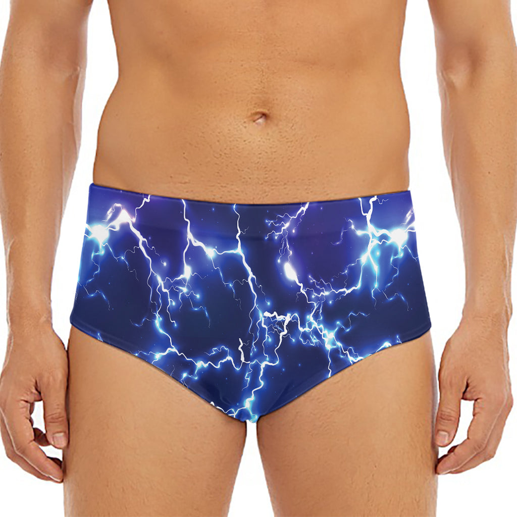 Blue And Purple Lightning Print Men's Triangle Swim Briefs