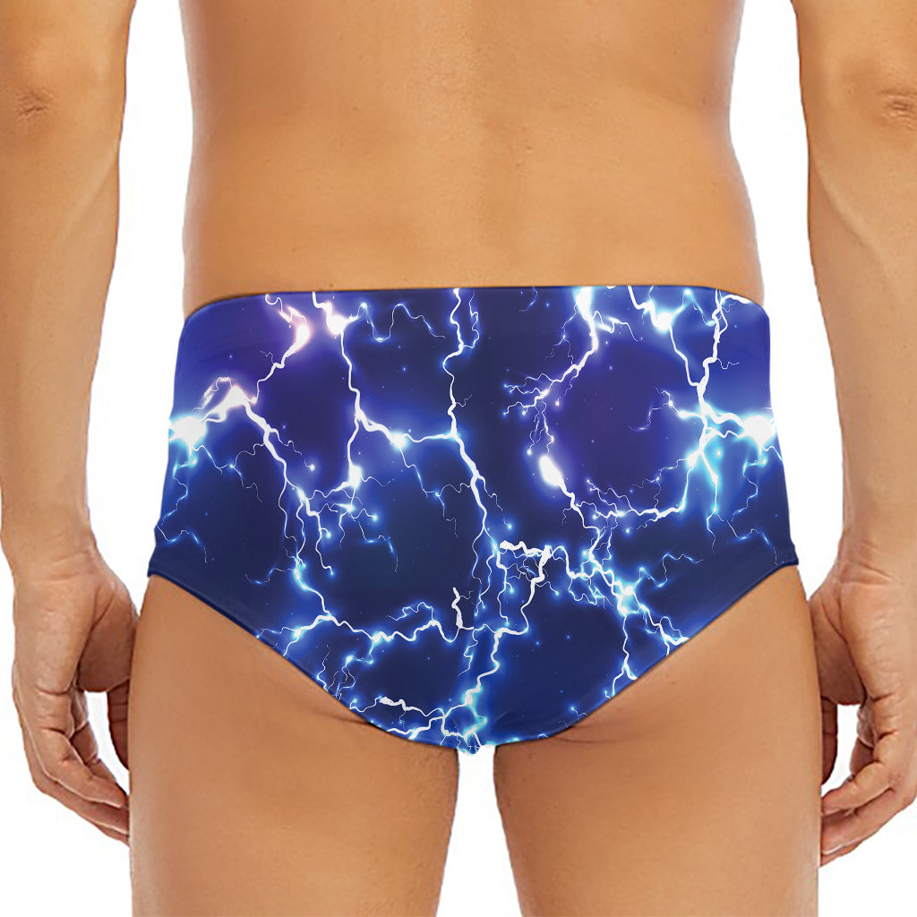 Blue And Purple Lightning Print Men's Triangle Swim Briefs