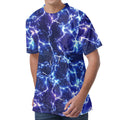 Blue And Purple Lightning Print Men's Velvet T-Shirt