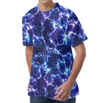 Blue And Purple Lightning Print Men's Velvet T-Shirt