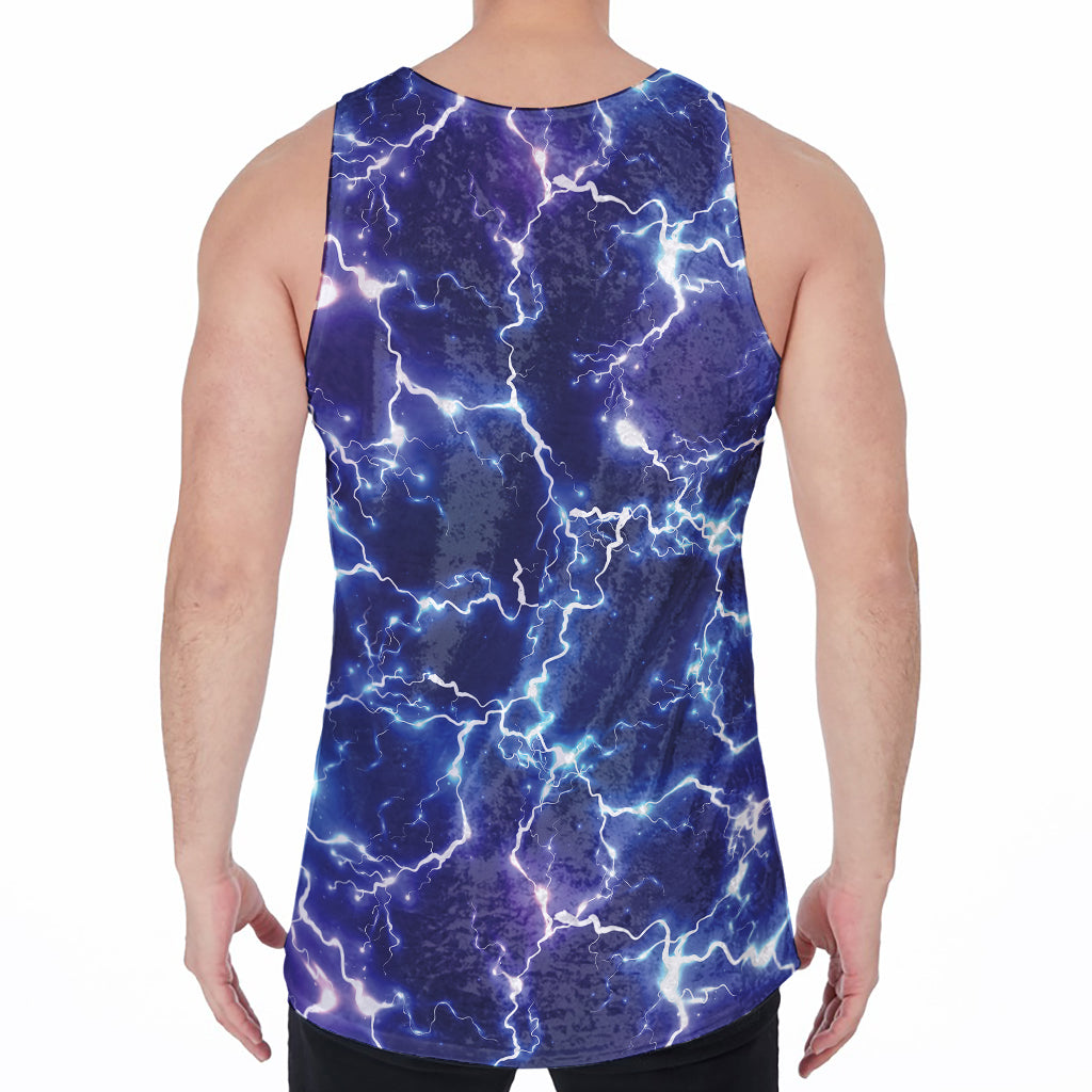 Blue And Purple Lightning Print Men's Velvet Tank Top