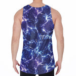 Blue And Purple Lightning Print Men's Velvet Tank Top