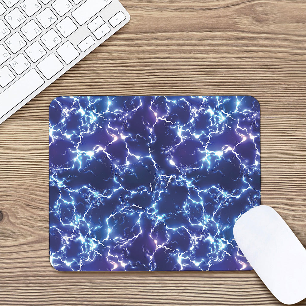 Blue And Purple Lightning Print Mouse Pad