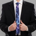 Blue And Purple Lightning Print Necktie