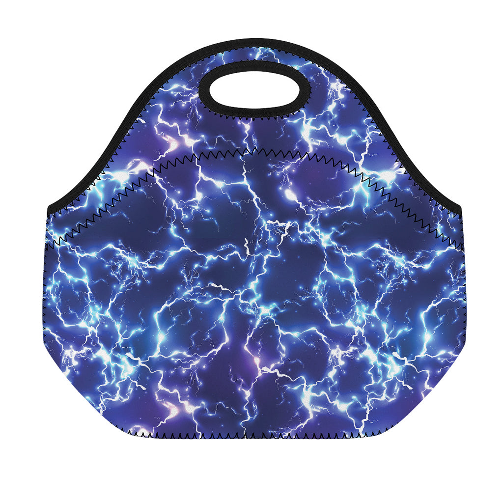 Blue And Purple Lightning Print Neoprene Lunch Bag