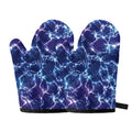 Blue And Purple Lightning Print Oven Mitts