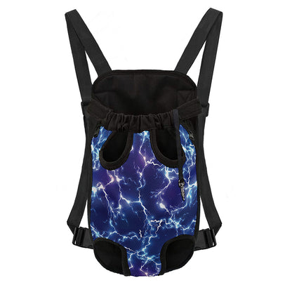 Blue And Purple Lightning Print Pet Carrier Backpack