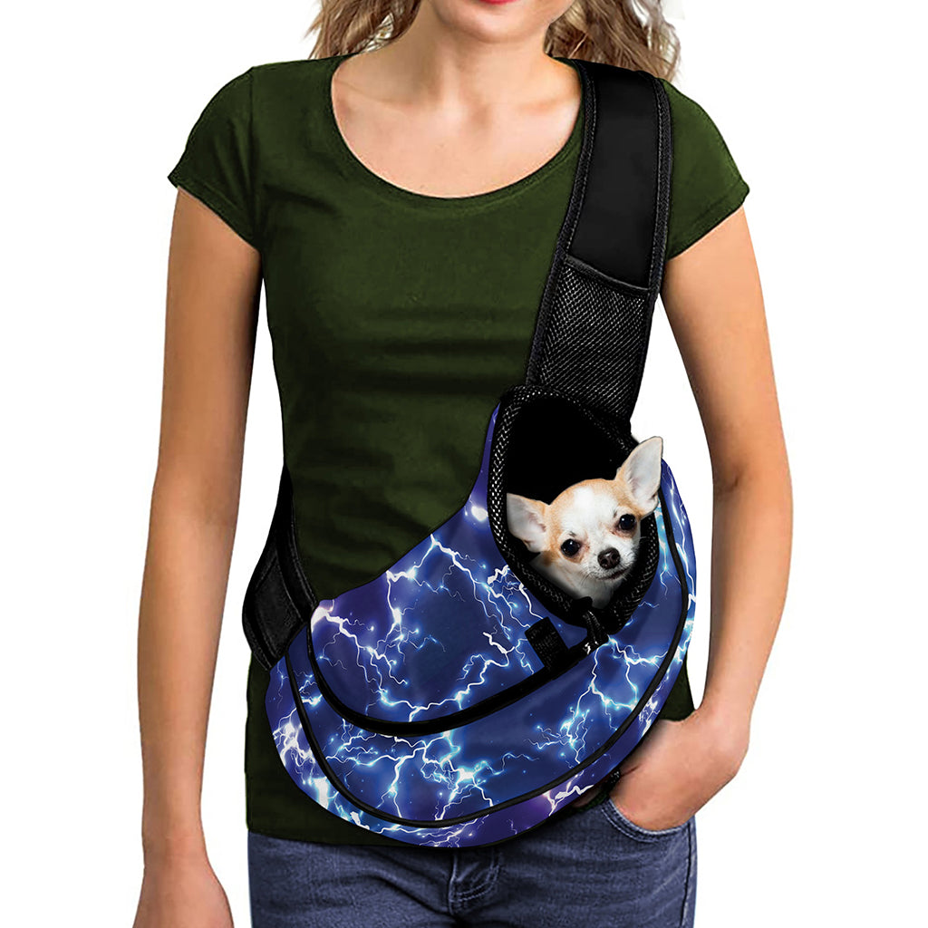 Blue And Purple Lightning Print Pet Sling Carrier