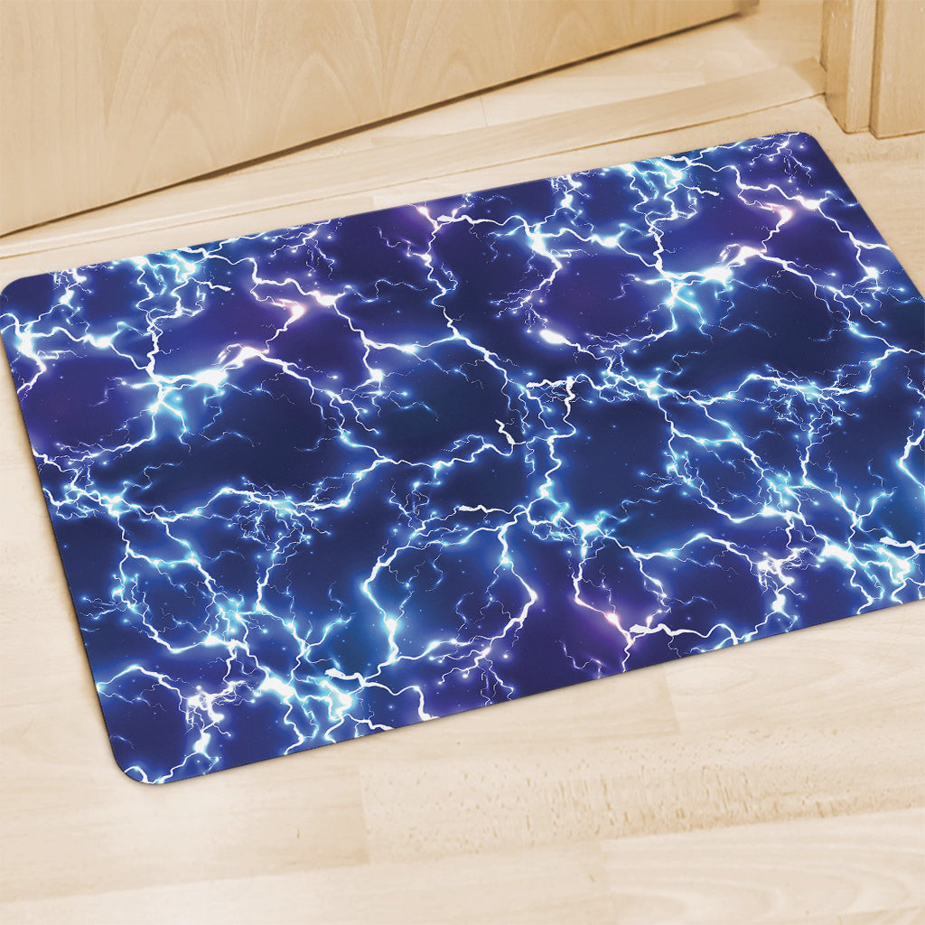 Blue And Purple Lightning Print Polyester Doormat