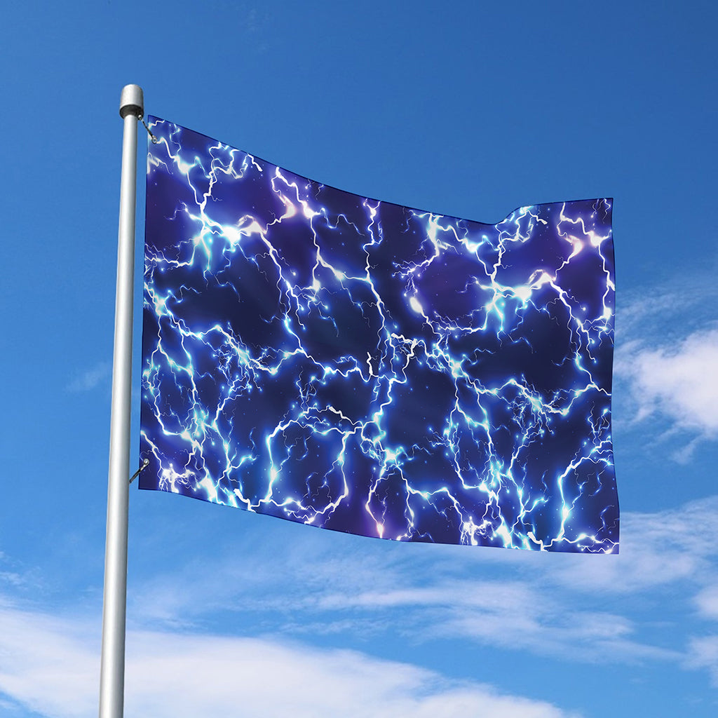 Blue And Purple Lightning Print Polyester Flag