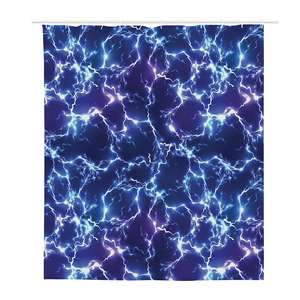 Blue And Purple Lightning Print Polyester Shower Curtain