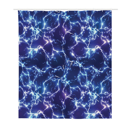 Blue And Purple Lightning Print Polyester Shower Curtain