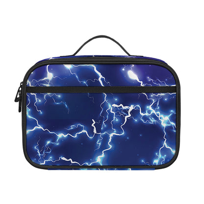 Blue And Purple Lightning Print Portable Lunch Bag