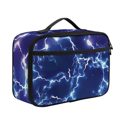 Blue And Purple Lightning Print Portable Lunch Bag