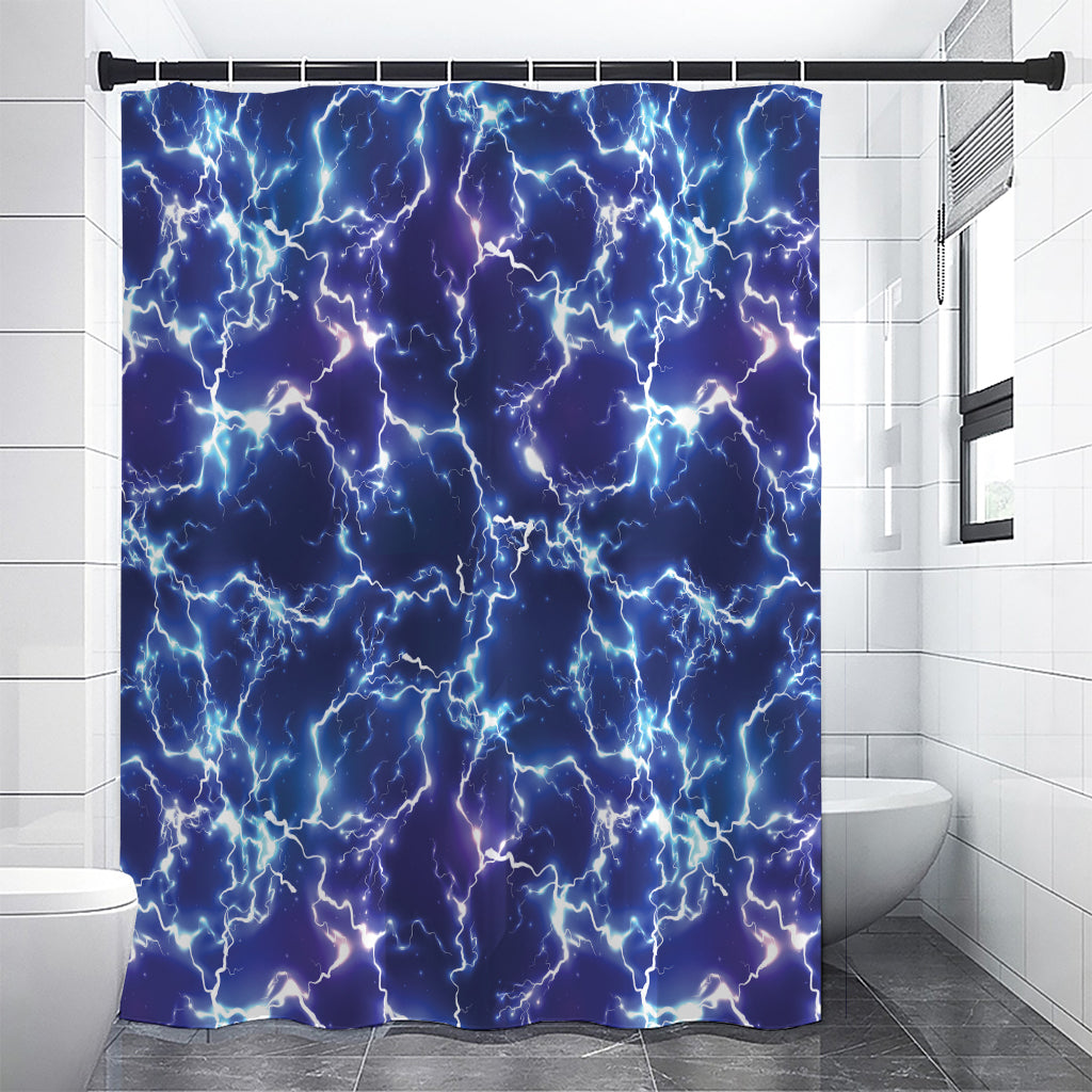 Blue And Purple Lightning Print Premium Shower Curtain