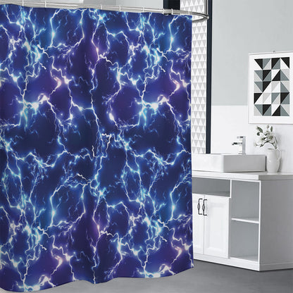 Blue And Purple Lightning Print Premium Shower Curtain