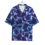 Blue And Purple Lightning Print Rayon Hawaiian Shirt