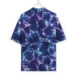 Blue And Purple Lightning Print Rayon Hawaiian Shirt